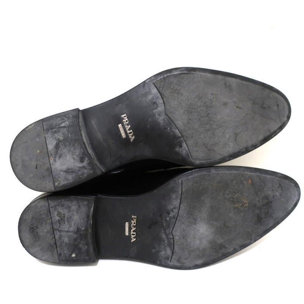 Prada Cap Toe Oxfords Black Spazzolato Leather Size 7.5 Lace-Up Loafers - Picture 10 of 10